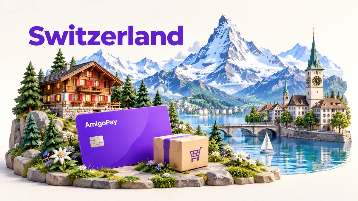 Швейцария: Альпы и интернет-заказ и виртуальная карта AmigoPay