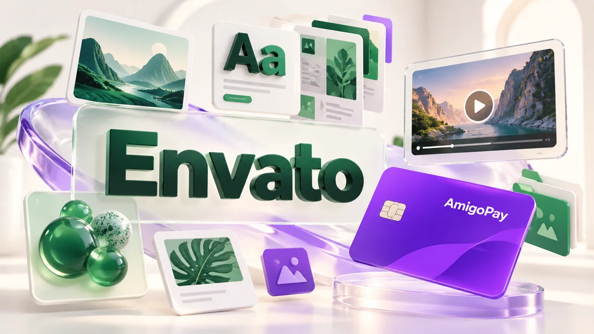 Как купить подписку Envato Elements из России Envato: шаблоны и творческие материалы и виртуальная карта AmigoPay