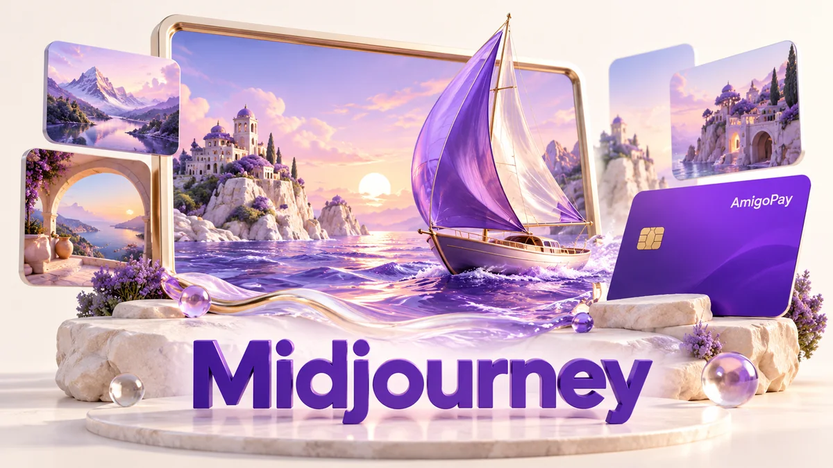 Midjourney: генерация изображений и парусник и виртуальная карта AmigoPay